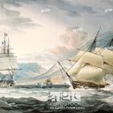 Royal Navy ships off the Cape of Good Hope, Table Bay, colour engraving from a painting by William John Huggins (1781-1845)